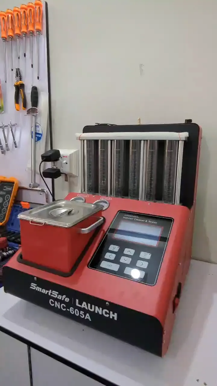 LAUNCH CNC-605A fuel injector cleaner and tester on the workshop bench